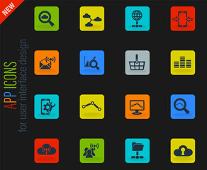 data analytic and social network icon set