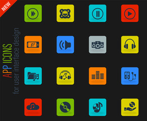 digital music icon set