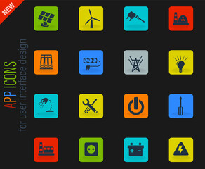 electricity icon set