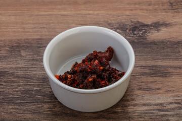 Fried chili pepper sauce with oil