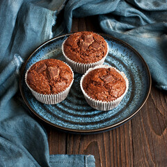 Double chocolate  muffins for  dessert