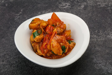 Chicken with oyster sauce and vegetables