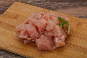 Raw diced chicken for cooking