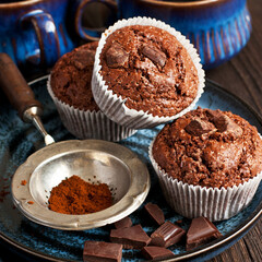 Double chocolate  muffins for  dessert