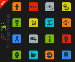funeral services icon set