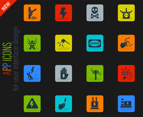 high voltage icon set