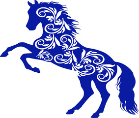 Horse with a decorative pattern on a white background. VECTOR