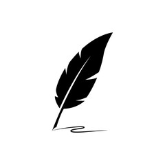 Feather with ink. Feather quill pen iconю. Retro image of a writing with quill icon. Vector illustration