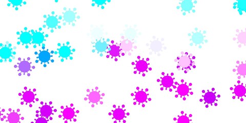 Light pink, blue vector texture with disease symbols.