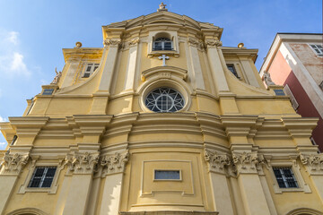Chapelle de la Misericorde - a baroque masterpiece on Cours Saleya in Old Town of Nice. Built after 1740 and designed by famous architect Bernardo Vittone. Nice. French Riviera, Cote d'Azur France.