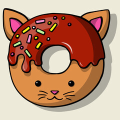 Glazed cute doughnut animals. Isolated donuts with glaze and bite