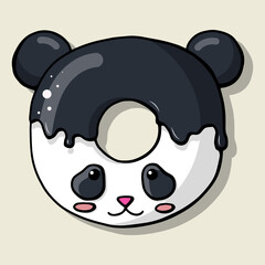 Glazed cute doughnut animals. Isolated donuts with glaze and bite