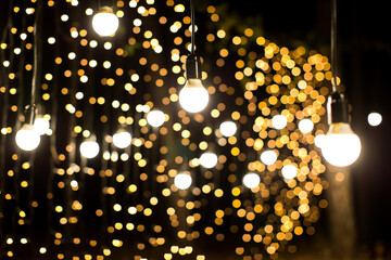 Lights and lanterns in the night. Bokeh