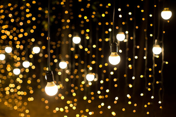 Lights and lanterns in the night. Bokeh
