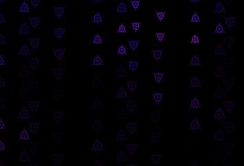 Dark Purple vector background with occult symbols.