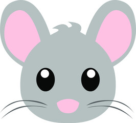 Vector illustration of the face of a cute little mouse cartoon
