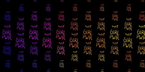 Dark Blue, Yellow vector pattern with feminism elements.