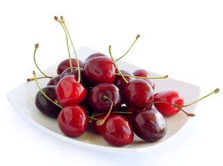 red,delicious fruits of sweet cherry close up