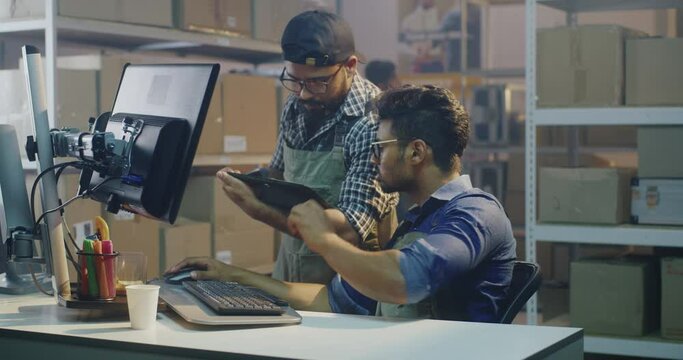 Young man working in distribution center