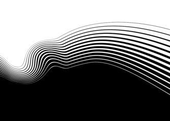 
Universal transition from black to white with thin wavy lines.
Black and white abstract vector pattern.