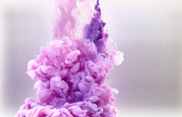 Violet pastel ink smoke cloud in water