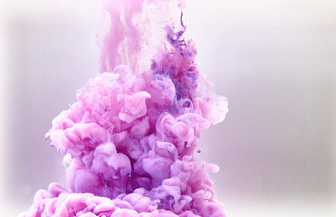 Violet pastel ink smoke cloud in water
