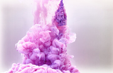 Violet pastel ink smoke cloud in water