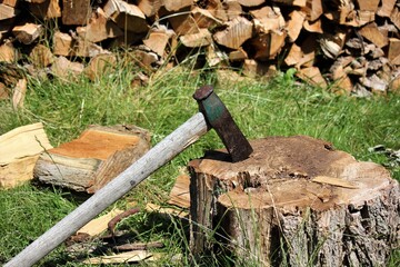 axe and firewood