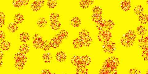 Light Red, Yellow vector backdrop with xmas snowflakes.