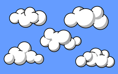 White outlined Clouds Vector