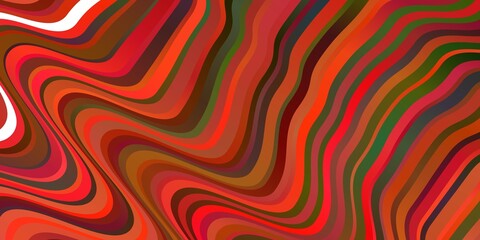 Dark Green, Red vector background with curves.