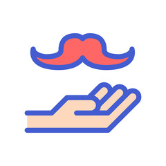 receive moustache icon vector illustration filled outline style. father's day icon set.