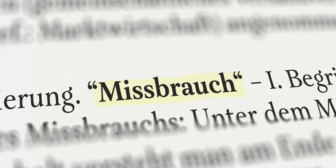 Missbrauch im Buch mit Textmarker markiert