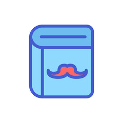 book moustache icon vector illustration filled outline style. father's day icon set.