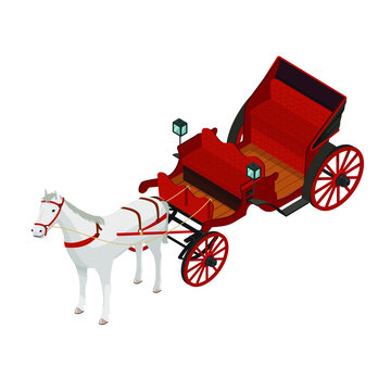 Traditional Carriage with white horse  