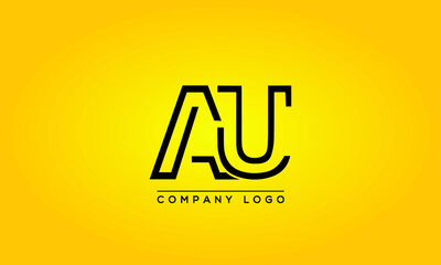 Unique, Modern, Elegant and Geometric Style Typography Alphabet AU letters logo Icon