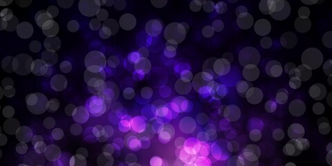 Dark Purple vector background with bubbles. Illustration with set of shining colorful abstract spheres. New template for a brand book.