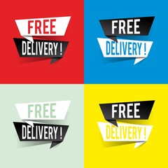 Modern design free delivery text on speech bubbles concept. Vector illustration