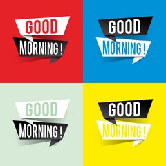 Modern design good morning text on speech bubbles concept. Vector illustration