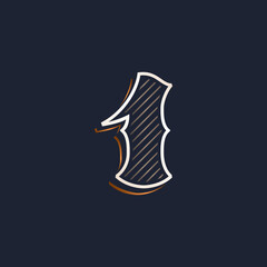 Vintage number one logo with line decoration.