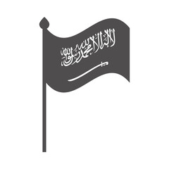 saudi arabia national day, flag in pole patriotism silhouette style icon