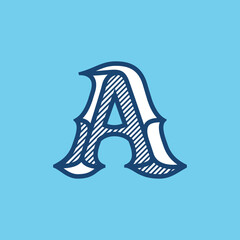 Decorative vintage A letter logo.
