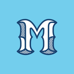 Decorative vintage M letter logo.