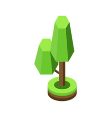 Vector isometric illustration.Beautiful green modern banner.Tree vector icon. 