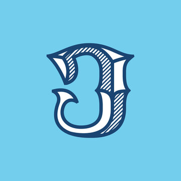 Decorative vintage J letter logo.
