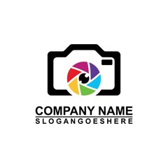 Logo photo camera eye, digital vision creative symbol concept. Cctv, video monitoring abstract business logo idea. Corporate identity logotype, company graphic design tamplate