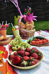 picnic with fruit and vegetables