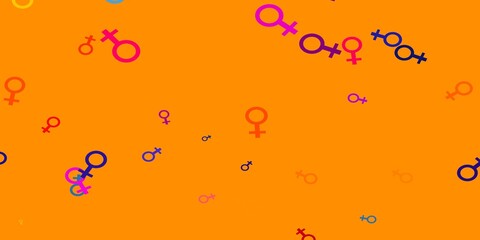 Light Multicolor vector texture with women's rights symbols.