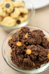 Homemade assorted chocolate bite size butter cookies