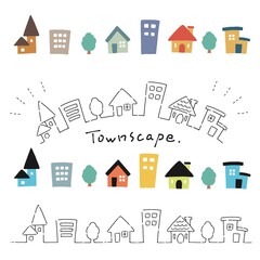 Hand drawn simple and cute house illustration material